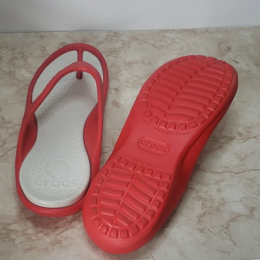 CROCS Women's Red and White Sandals